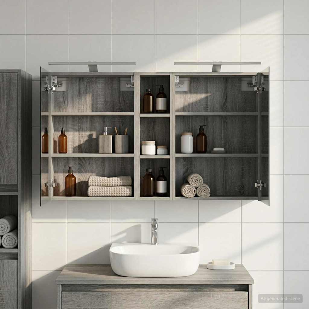 Bathroom Cabinet Set 3 pcs 120 x 14.5 x 70 cm Engineered wood