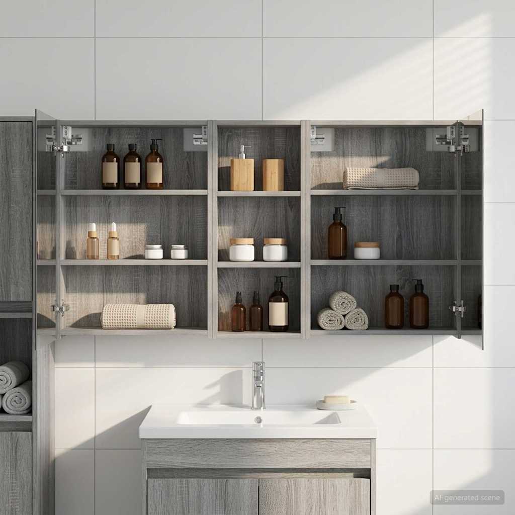 Bathroom Cabinet Set 3 pcs 130 x 14.5 x 70 cm Engineered wood