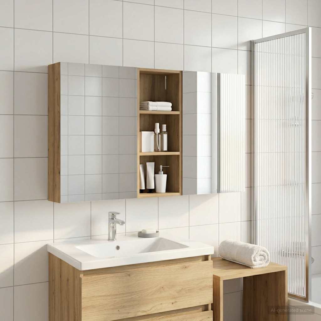 Bathroom Cabinet Set 3 pcs 130 x 14.5 x 70 cm Engineered wood