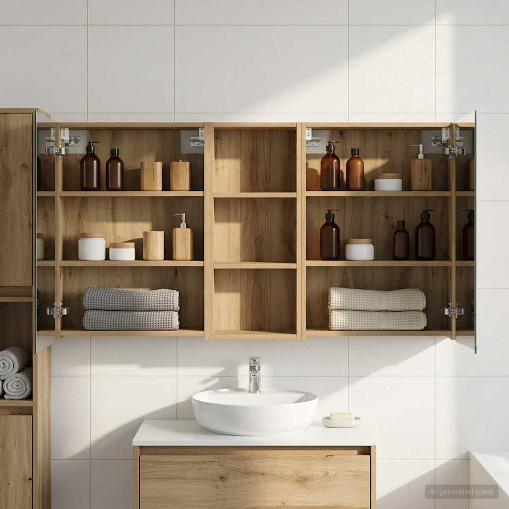 Bathroom Cabinet Set 3 pcs 130 x 14.5 x 70 cm Engineered wood