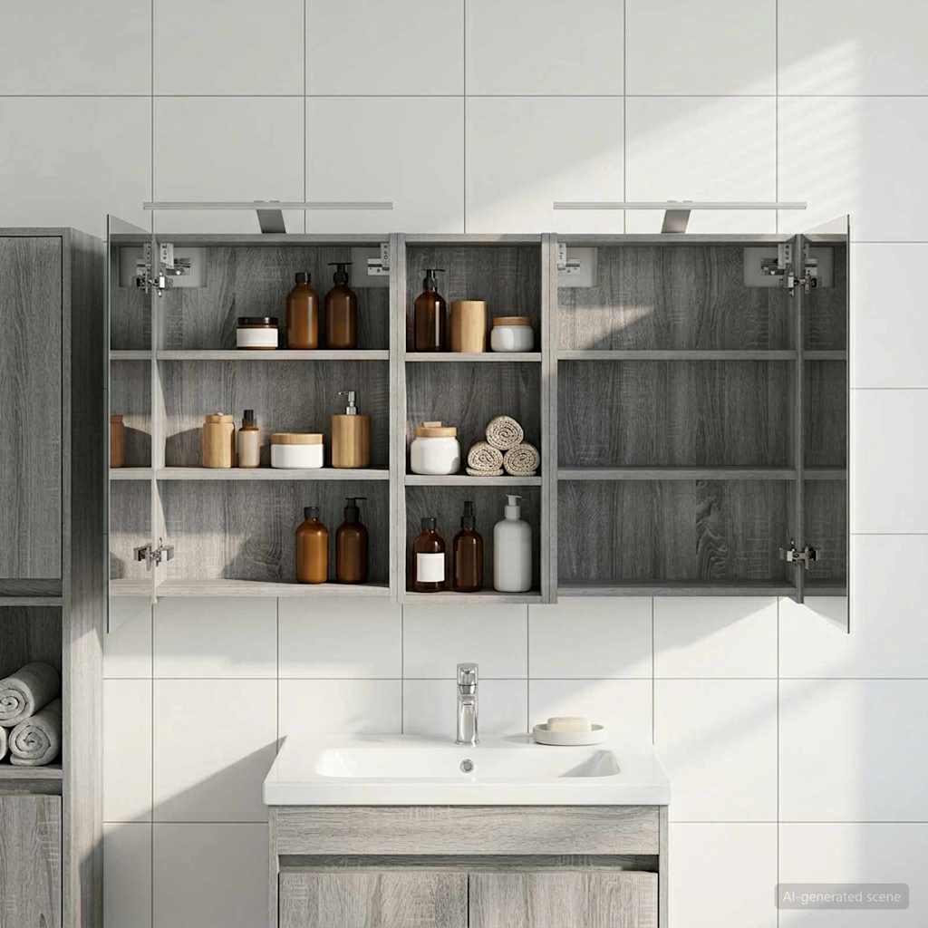 Bathroom Cabinet Set 3 pcs 130 x 14.5 x 70 cm Engineered wood