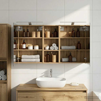 Bathroom Cabinet Set 3 pcs 130 x 14.5 x 70 cm Engineered wood