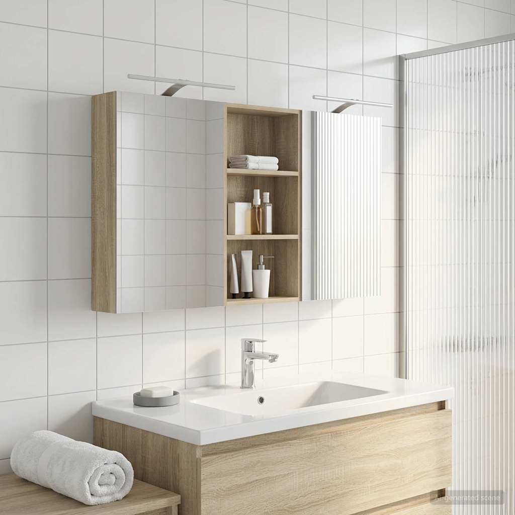 Bathroom Cabinet Set 3 pcs 140 x 14.5 x 70 cm Engineered wood