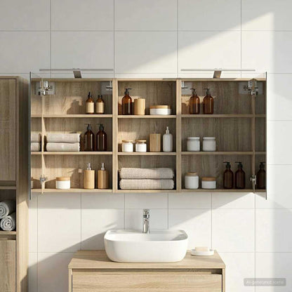 Bathroom Cabinet Set 3 pcs 140 x 14.5 x 70 cm Engineered wood