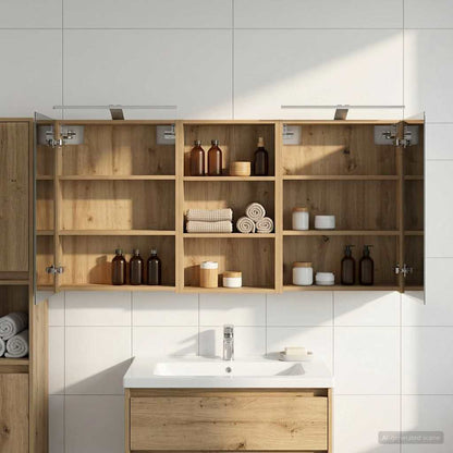 Bathroom Cabinet Set 3 pcs 140 x 14.5 x 70 cm Engineered wood