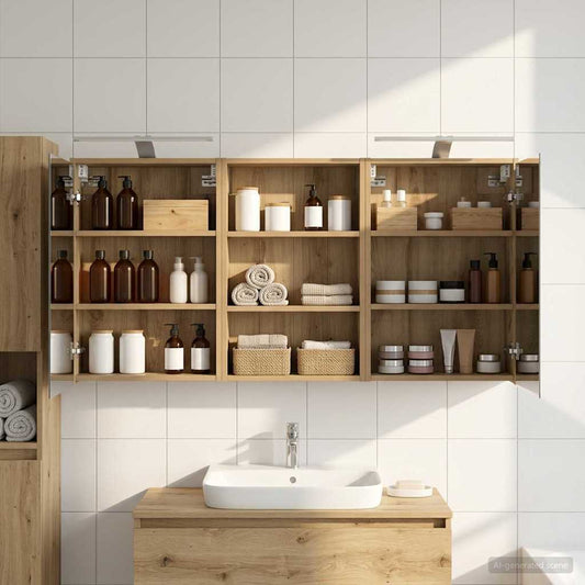 Bathroom Cabinet Set 3 pcs 126 x 16 x 62.5 cm Engineered wood
