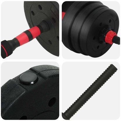 2-in-1 Dumbbell Set 30kg Black and Red