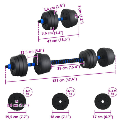 2-in-1 Dumbbell Set 30kg Black and Blue