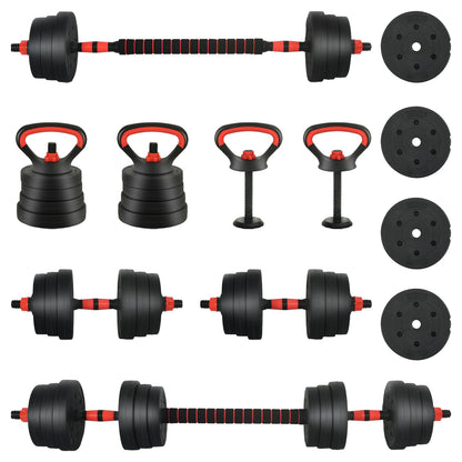 4-in-1 Dumbbell Set 30kg Black and Red