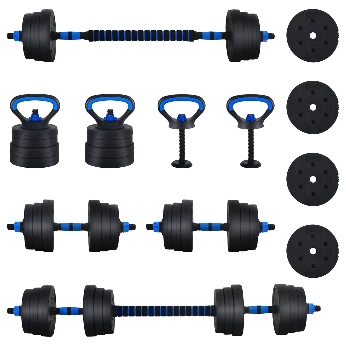 4-in-1 Dumbbell Set 30kg Black and Blue