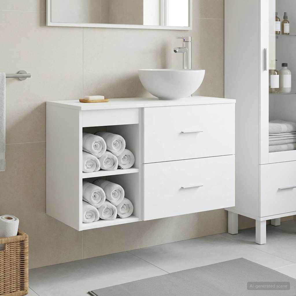 Bathroom Furniture Set 2 pcs White Engineered Wood