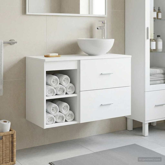 Bathroom Furniture Set 2 pcs White Engineered Wood