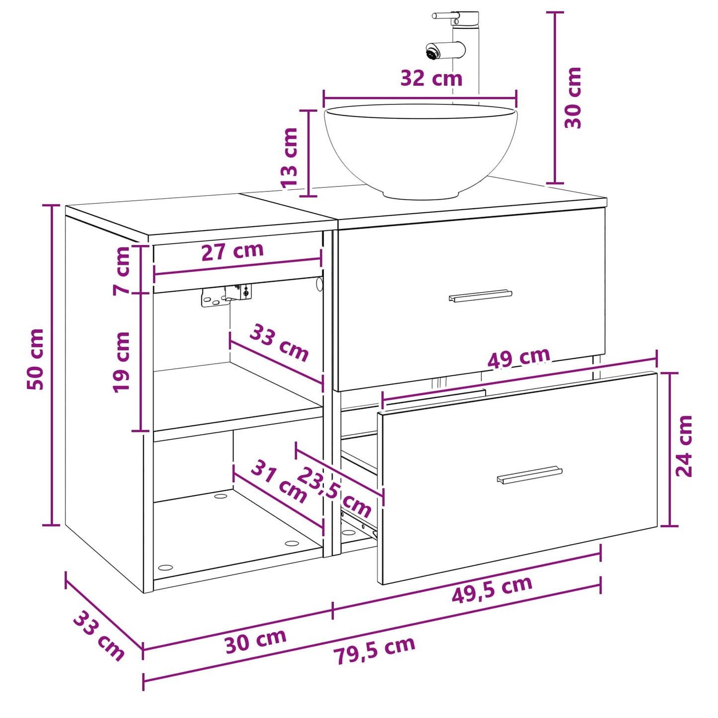 Bathroom Furniture Set 2 pcs White Engineered Wood