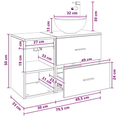 Bathroom Furniture Set 2 pcs White Engineered Wood