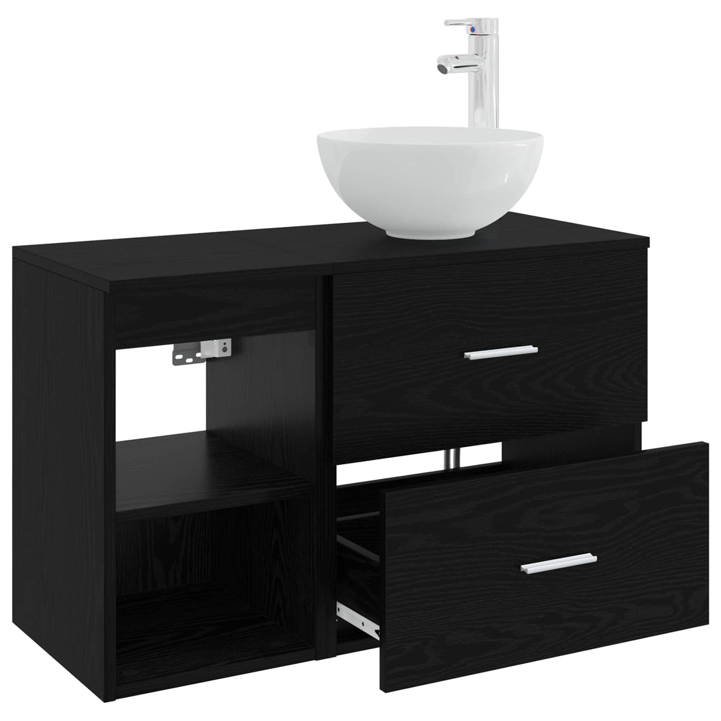 Bathroom Furniture Set 2 pcs Black Oak Engineered Wood