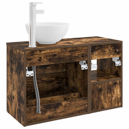 Bathroom Furniture Set 2 pcs Smoked Oak Engineered Wood