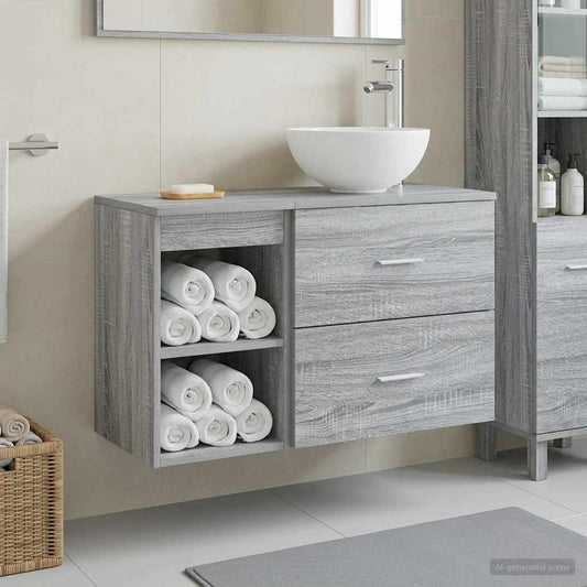 Bathroom Furniture Set 2 pcs Grey Sonoma Engineered Wood