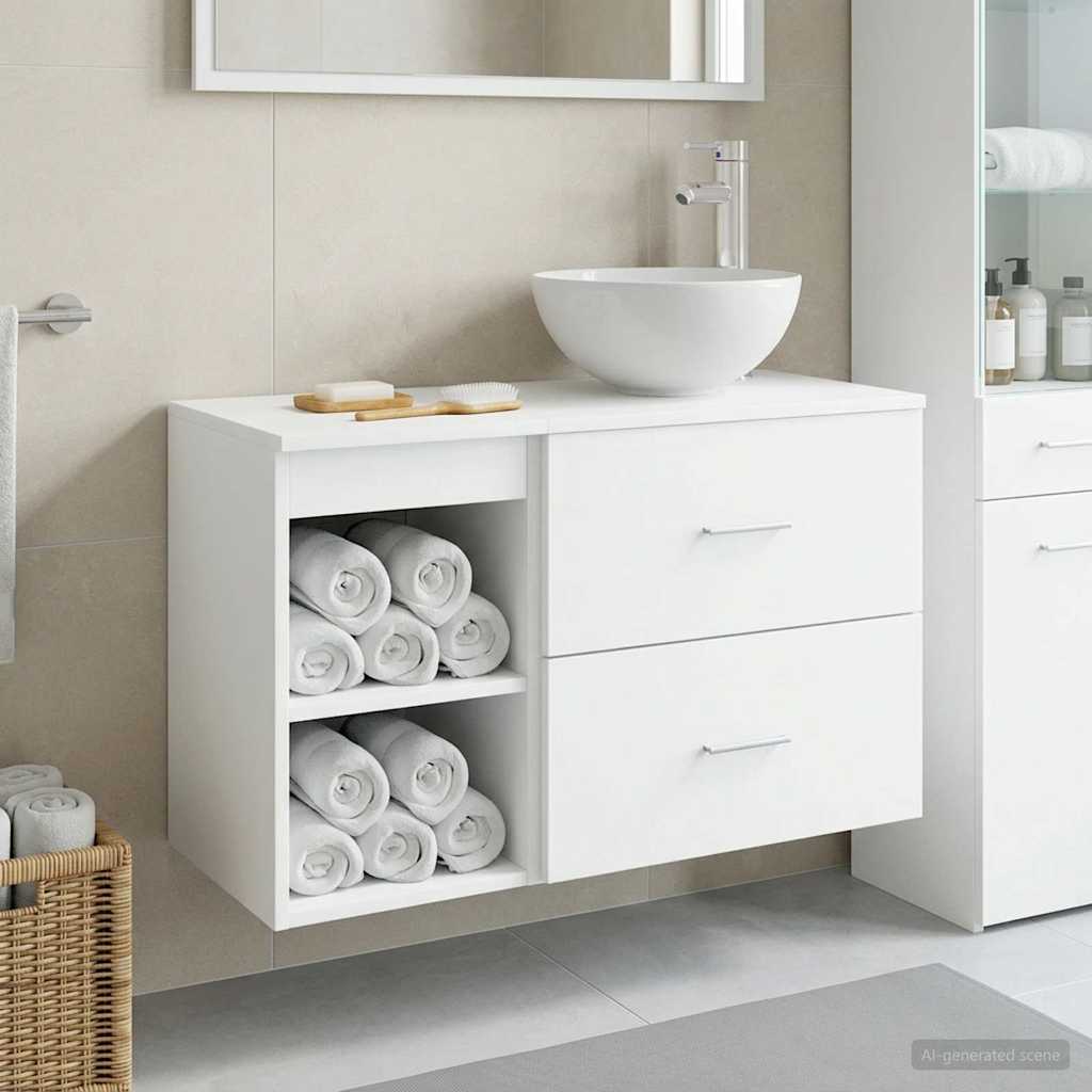 Bathroom Furniture Set 2 pcs White Engineered Wood