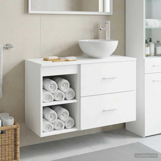 Bathroom Furniture Set 2 pcs White Engineered Wood