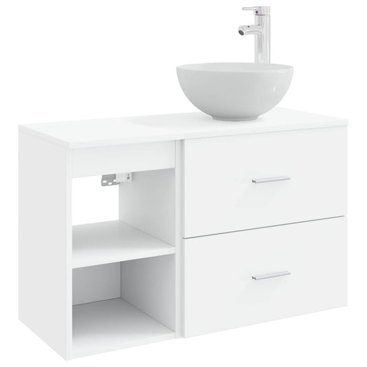 Bathroom Furniture Set 2 pcs White Engineered Wood