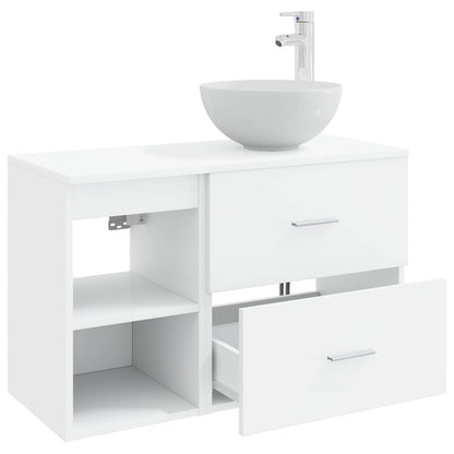 Bathroom Furniture Set 2 pcs White Engineered Wood