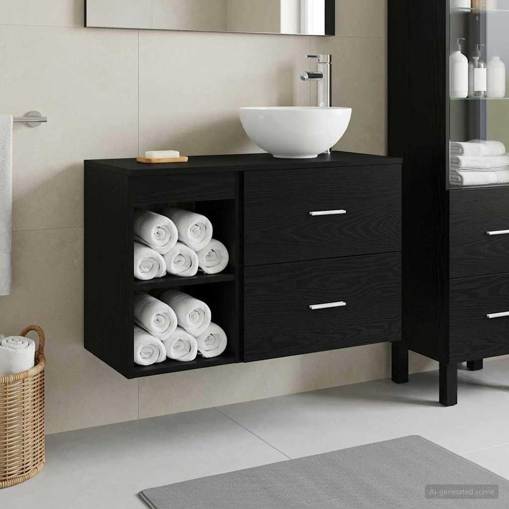 Bathroom Furniture Set 2 pcs Black Oak Engineered Wood