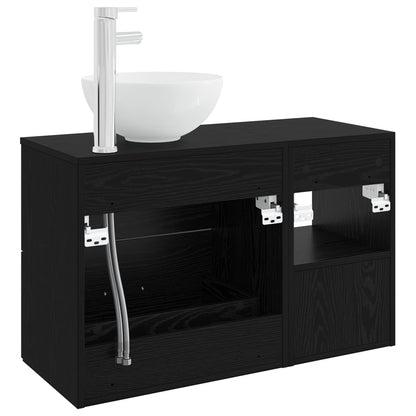 Bathroom Furniture Set 2 pcs Black Oak Engineered Wood
