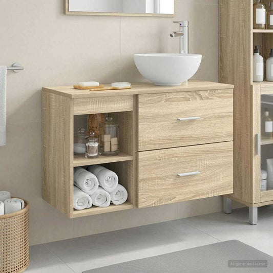 Bathroom Furniture Set 2 pcs Sonoma Oak Engineered Wood