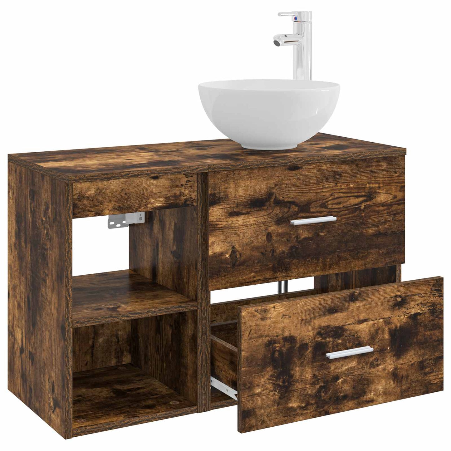 Bathroom Furniture Set 2 pcs Smoked Oak Engineered Wood