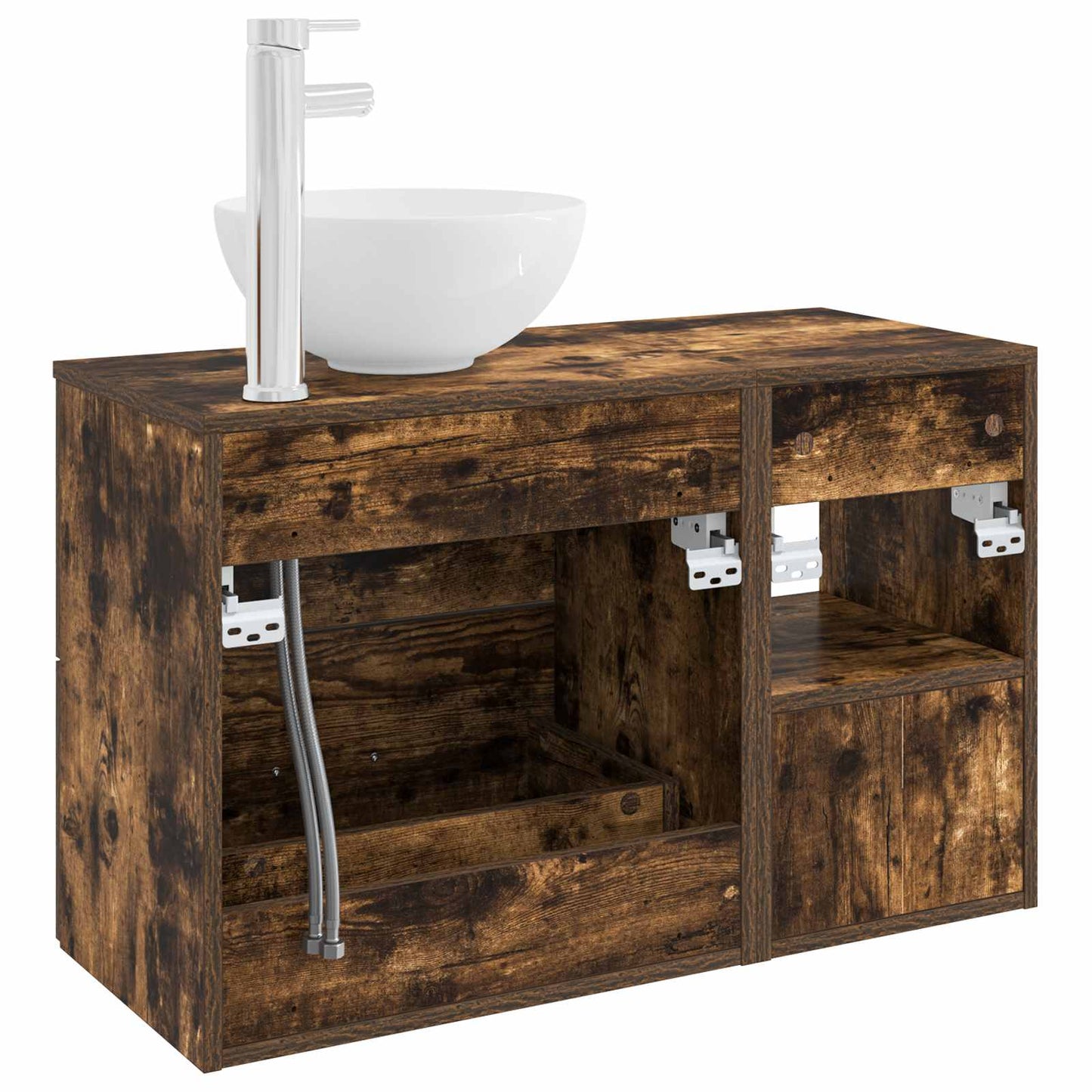 Bathroom Furniture Set 2 pcs Smoked Oak Engineered Wood