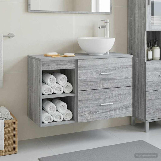 Bathroom Furniture Set 2 pcs Grey Sonoma Engineered Wood