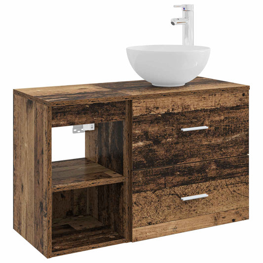 Bathroom Furniture Set 2 pcs Old Wood Engineered Wood