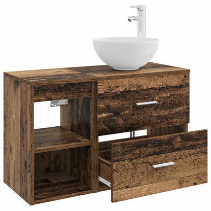 Bathroom Furniture Set 2 pcs Old Wood Engineered Wood