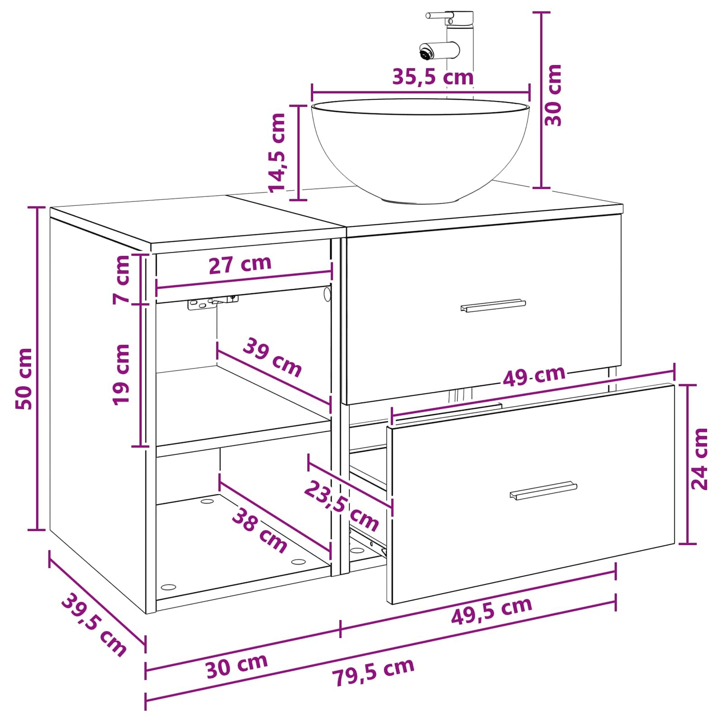 Bathroom Furniture Set 2 pcs Old Wood Engineered Wood