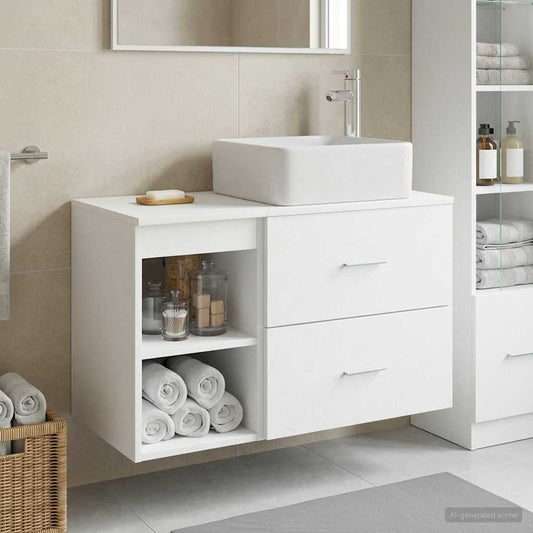Bathroom Furniture Set 2 pcs White Engineered Wood