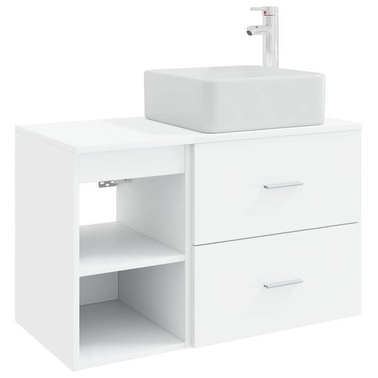 Bathroom Furniture Set 2 pcs White Engineered Wood