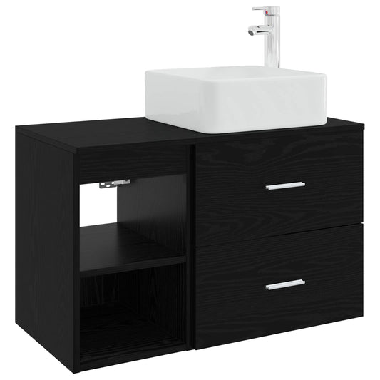 Bathroom Furniture Set 2 pcs Black Oak Engineered Wood