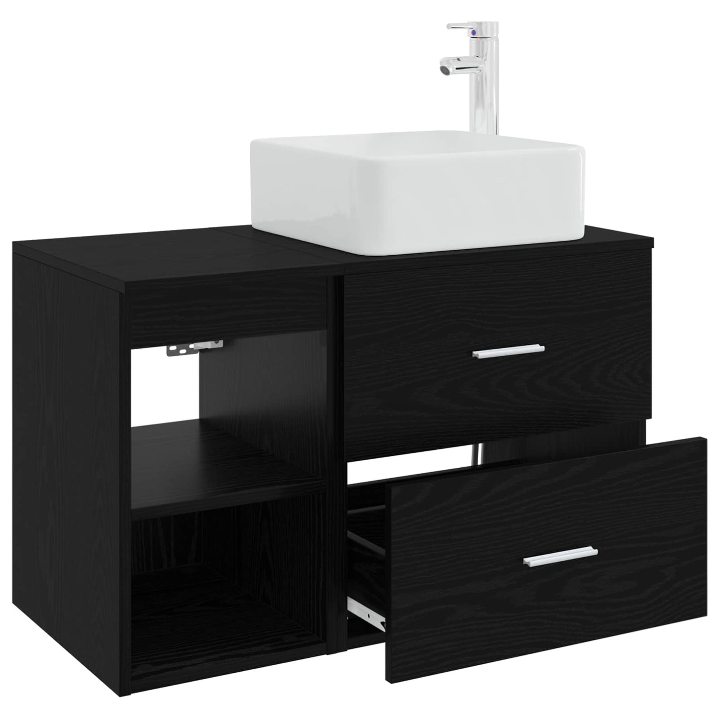 Bathroom Furniture Set 2 pcs Black Oak Engineered Wood