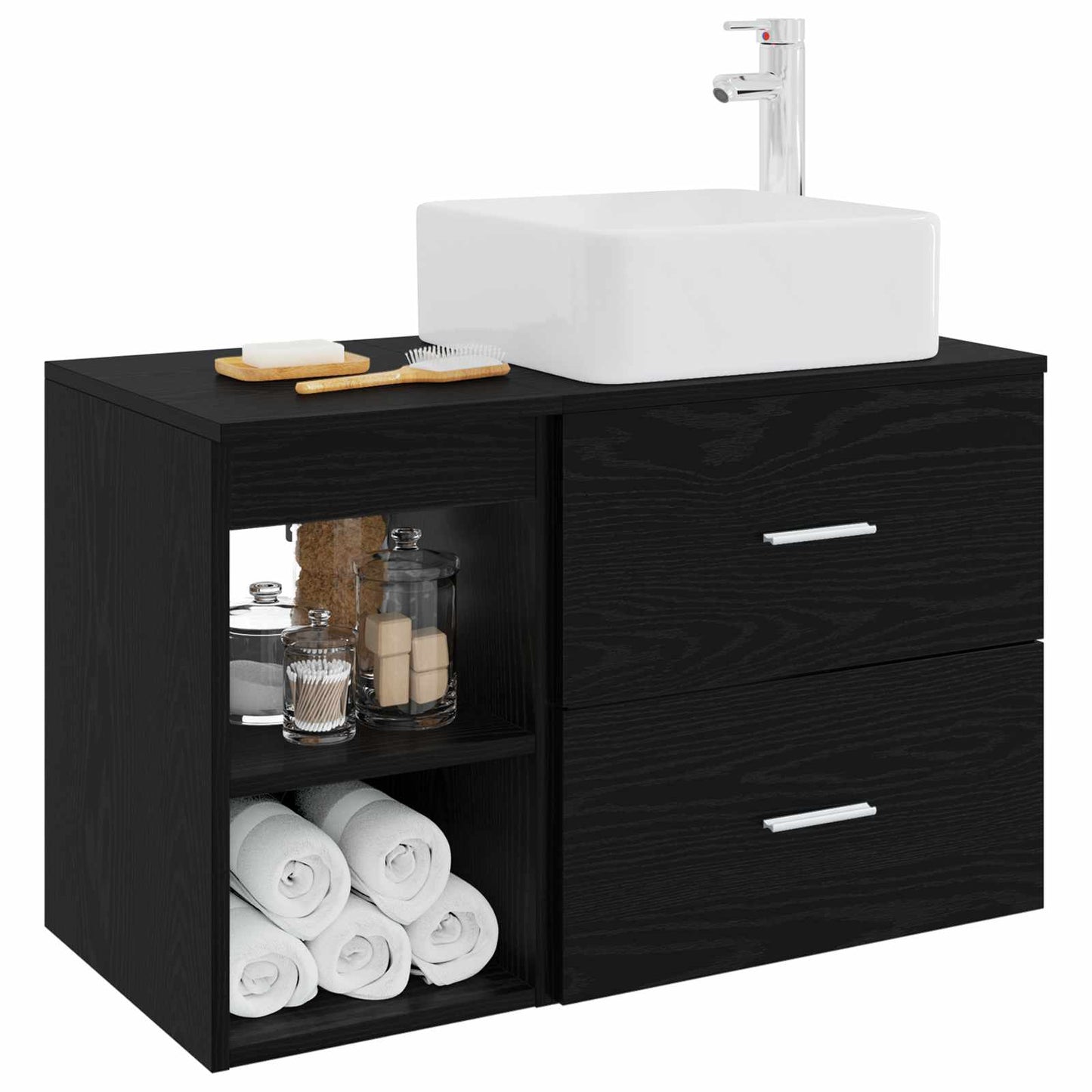 Bathroom Furniture Set 2 pcs Black Oak Engineered Wood