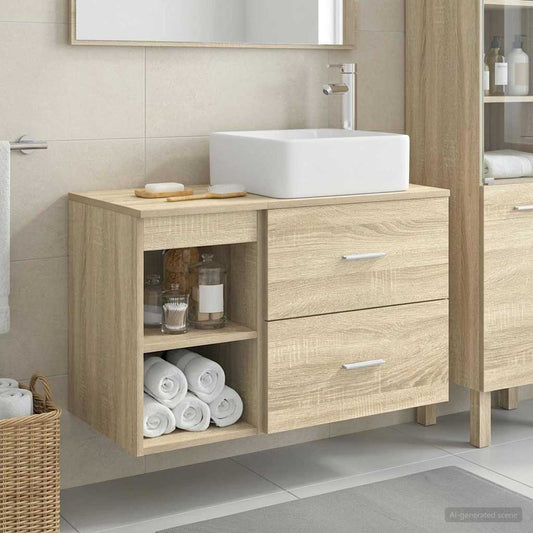 Bathroom Furniture Set 2 pcs Sonoma Oak Engineered Wood