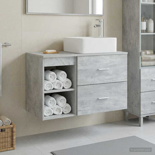 Bathroom Furniture Set 2 pcs Concrete Grey Engineered Wood