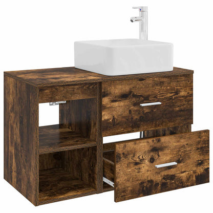 Bathroom Furniture Set 2 pcs Smoked Oak Engineered Wood