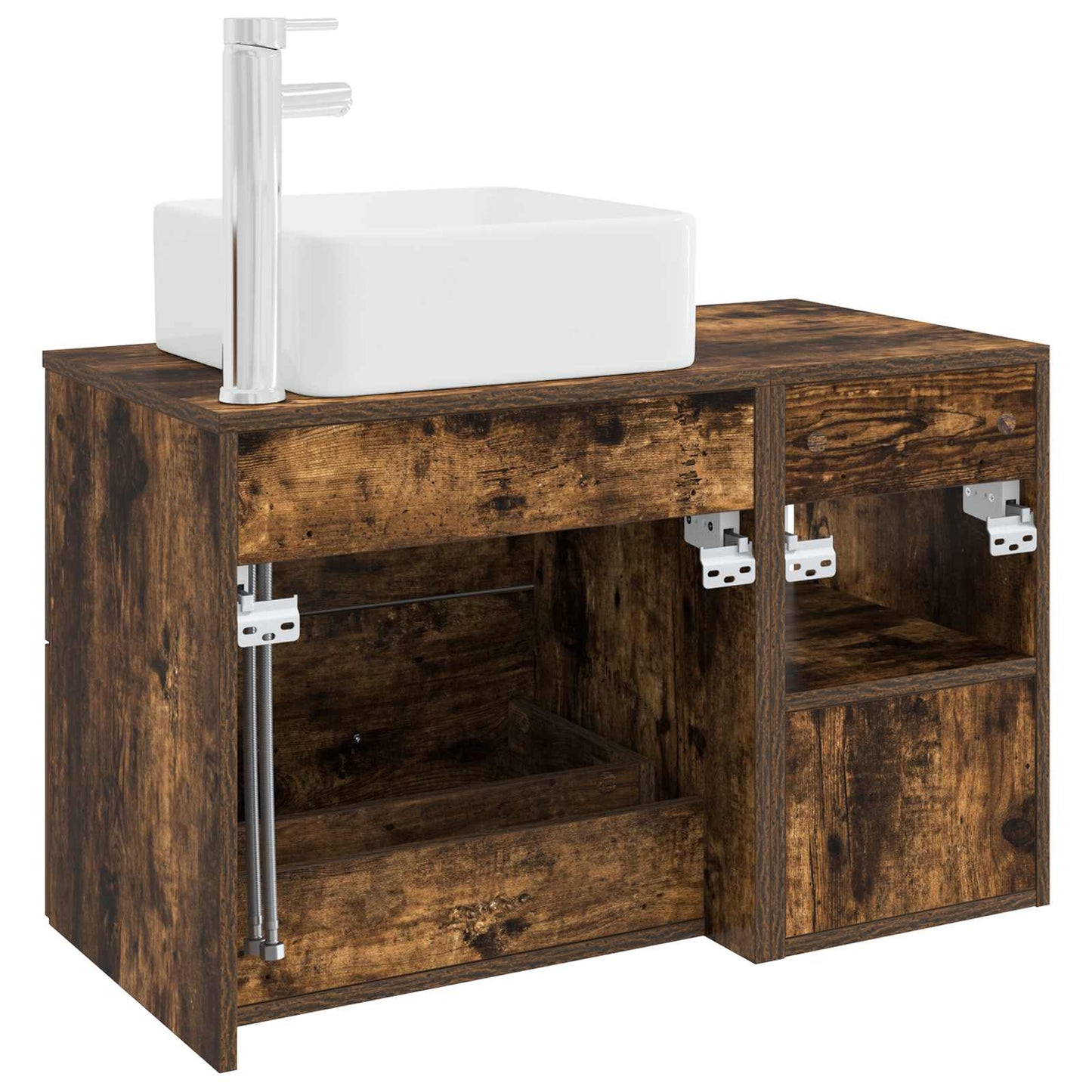 Bathroom Furniture Set 2 pcs Smoked Oak Engineered Wood