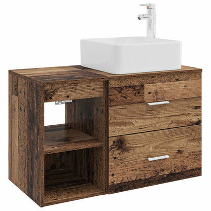Bathroom Furniture Set 2 pcs Old Wood Engineered Wood