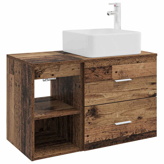 Bathroom Furniture Set 2 pcs Old Wood Engineered Wood