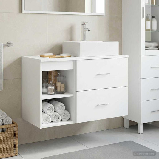 Bathroom Furniture Set 2 pcs White Engineered Wood