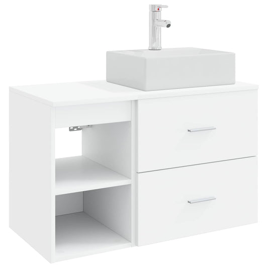 Bathroom Furniture Set 2 pcs White Engineered Wood