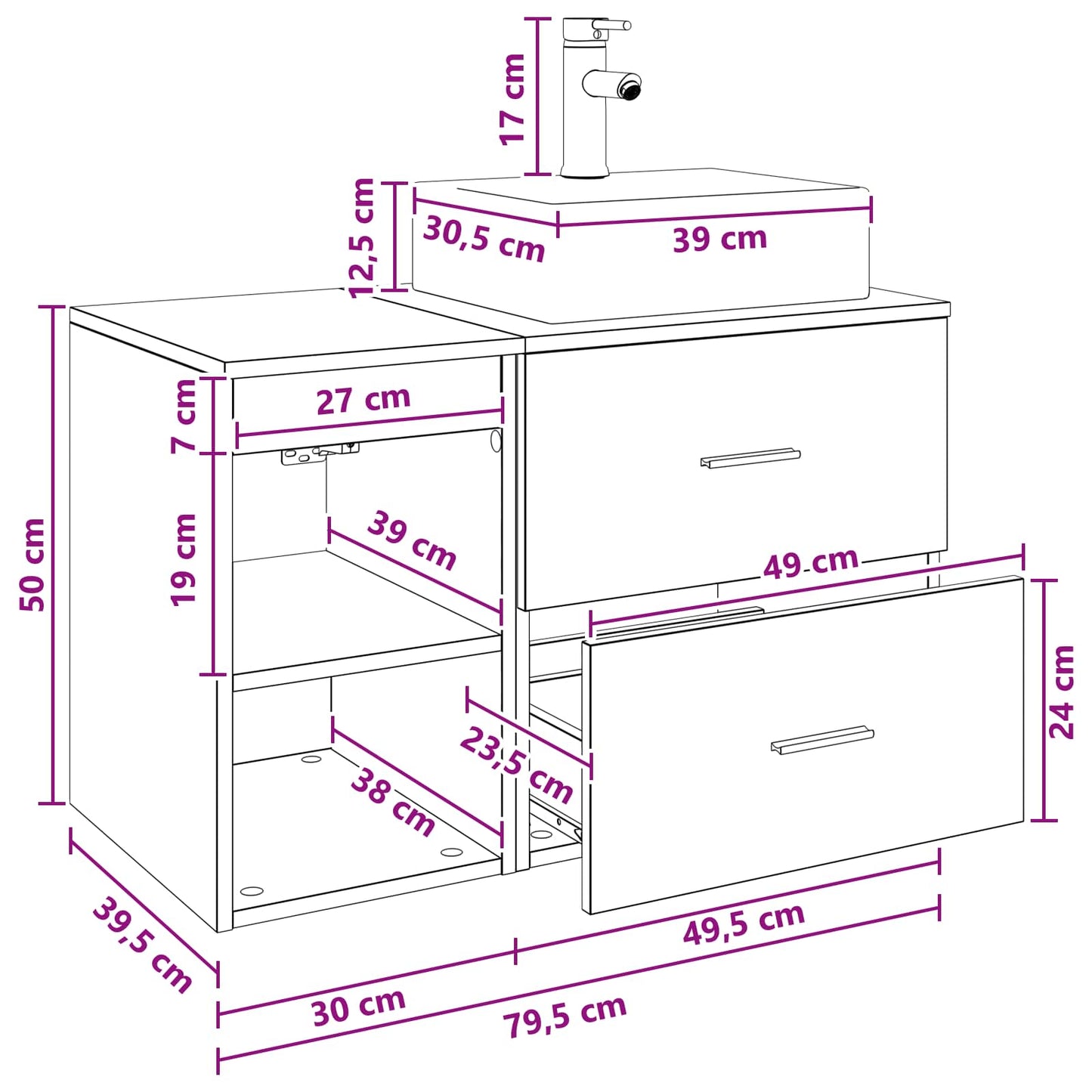 Bathroom Furniture Set 2 pcs White Engineered Wood