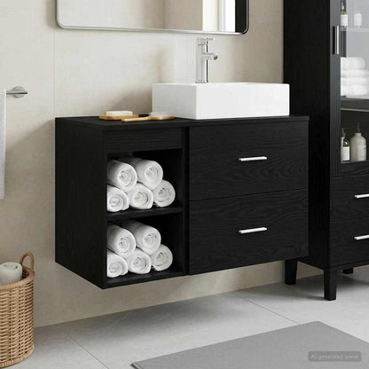 Bathroom Furniture Set 2 pcs Black Oak Engineered Wood