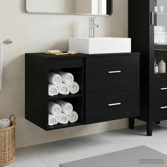 Bathroom Furniture Set 2 pcs Black Oak Engineered Wood